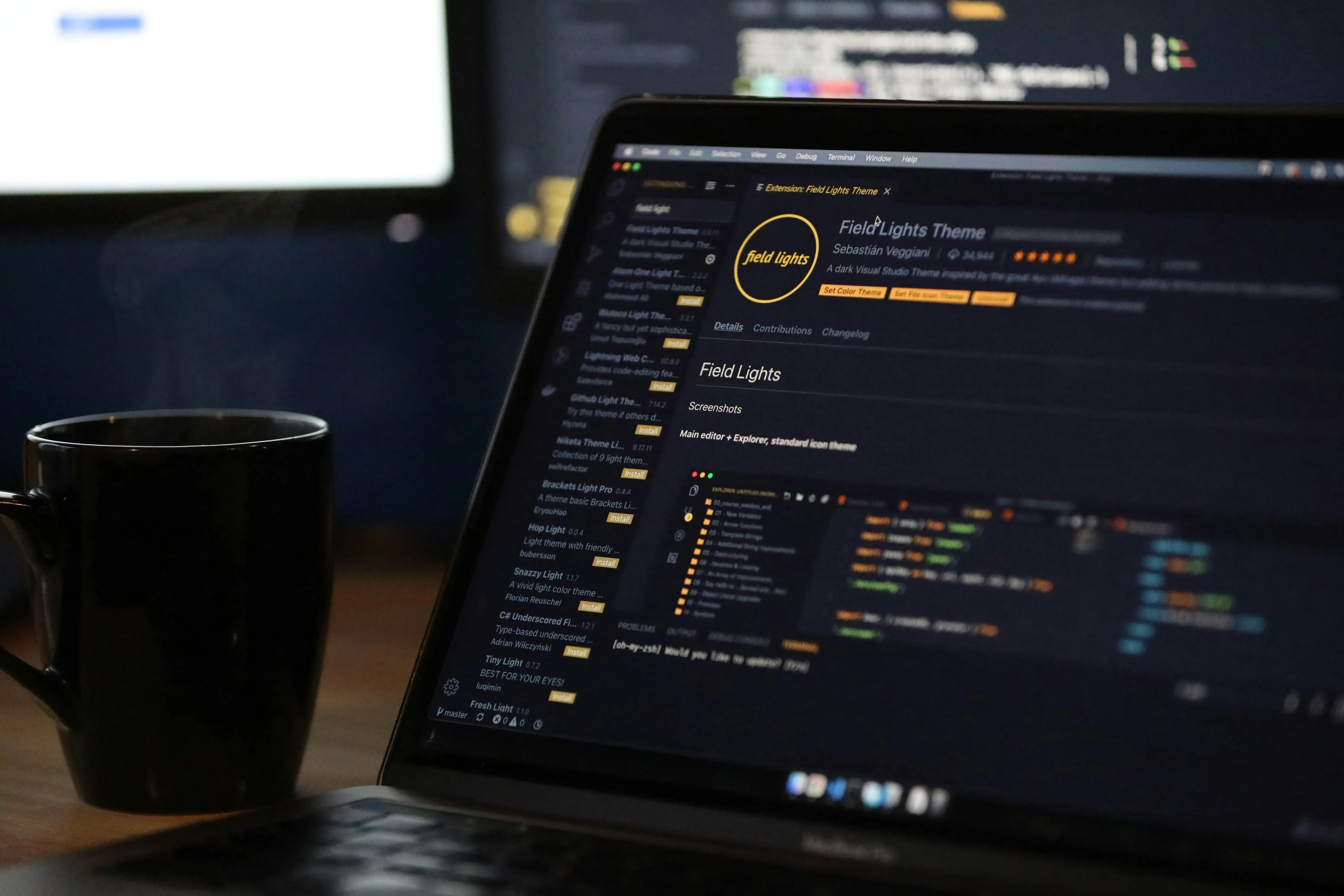 Close-up of source code on a monitor